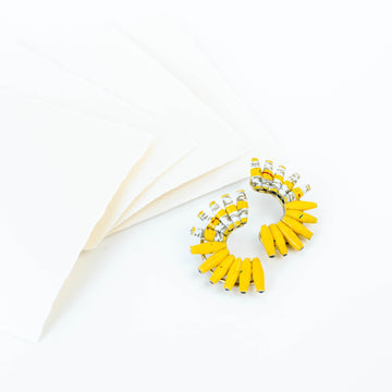 Fan Stud Earrings - Yellow