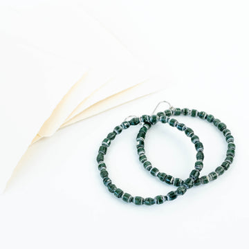 Recycled Paper Bead Hoops - Green