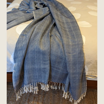 Handwoven cotton throw navy blue