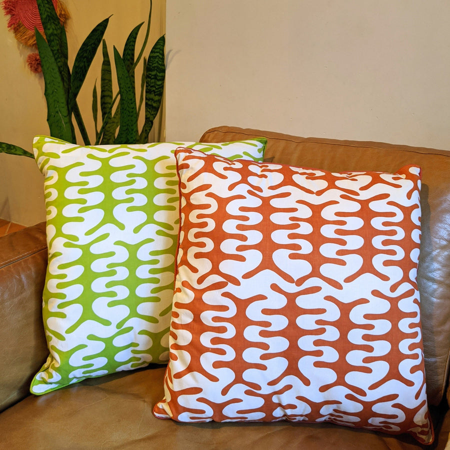 Fair trade cushion cover lime and orange