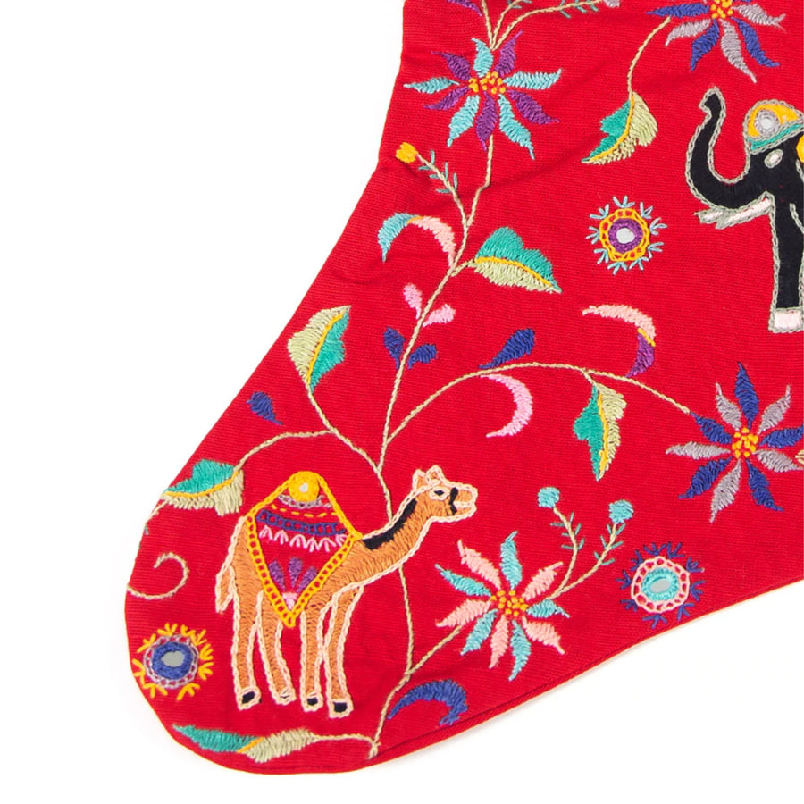 Embroidered Stocking Red