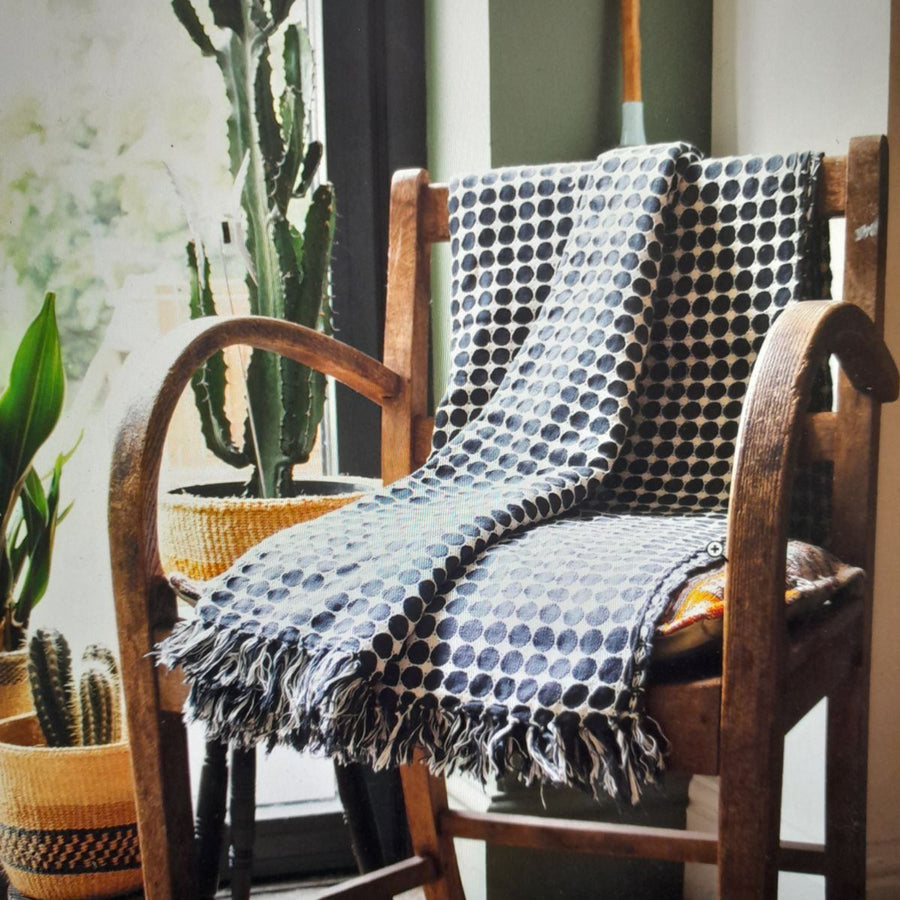 Handwoven, 100% Cotton Throw - Circle Design