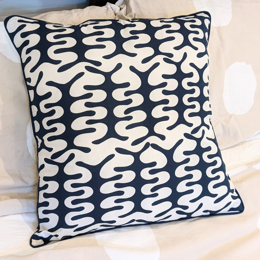 Fair trade cushion cover navy blue back