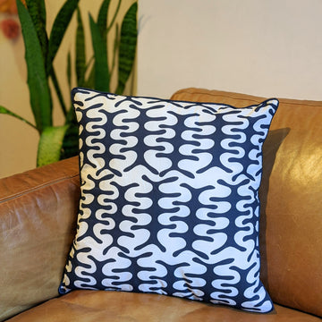 Fair trade cushion cover navy blue