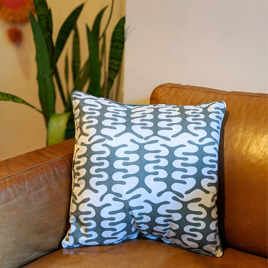 Fair trade cushion cover steel grey