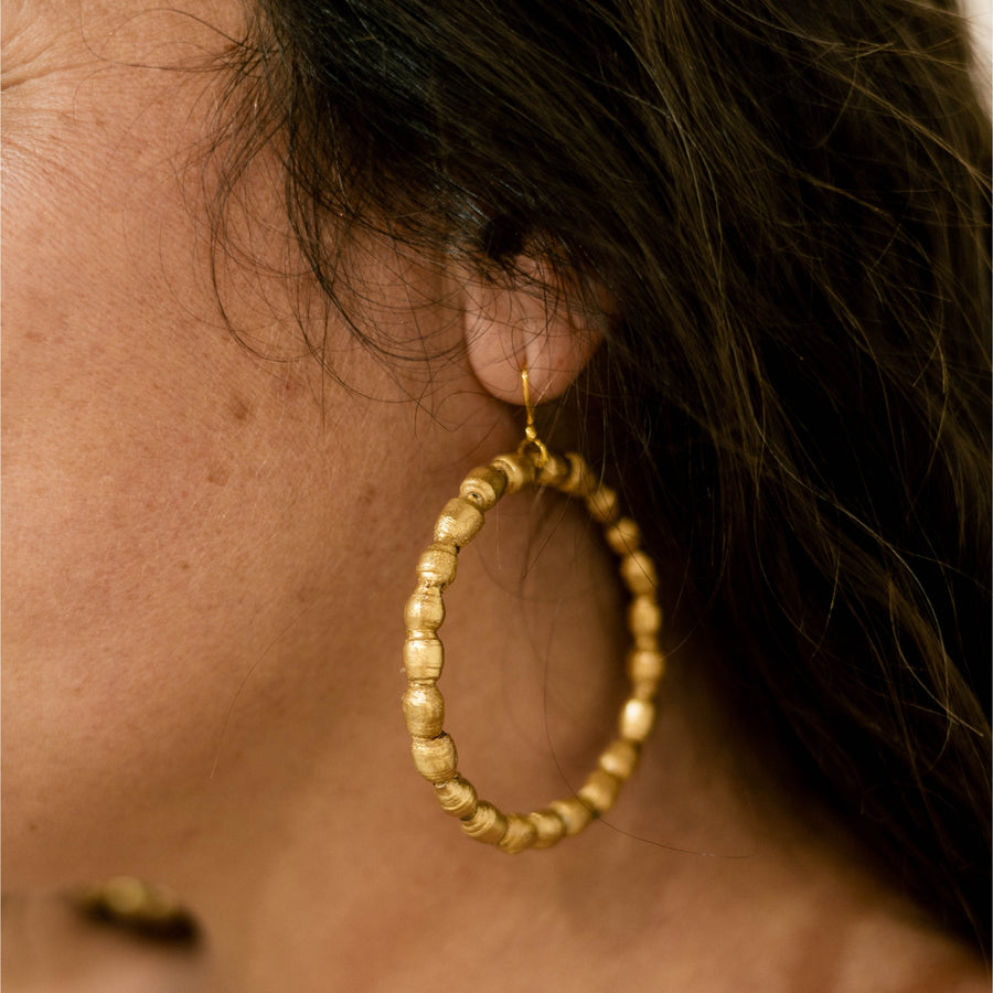 Paper Bead Hoops - Gold