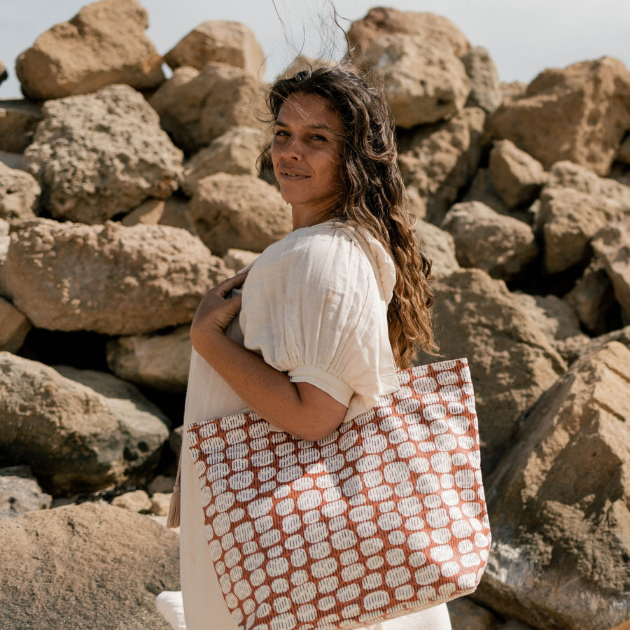 Extra Large Fair Trade Tote Bag  - Desert Pebbles