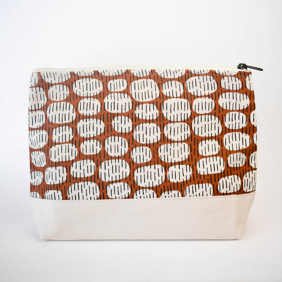 Fair Trade Toiletry Bag in Orange Pebble Design