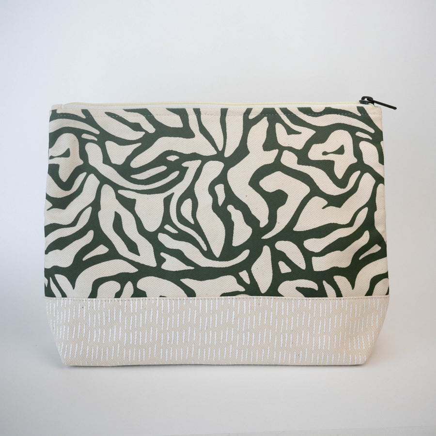 Fair Trade Toiletry Bag in Green Leaf Design