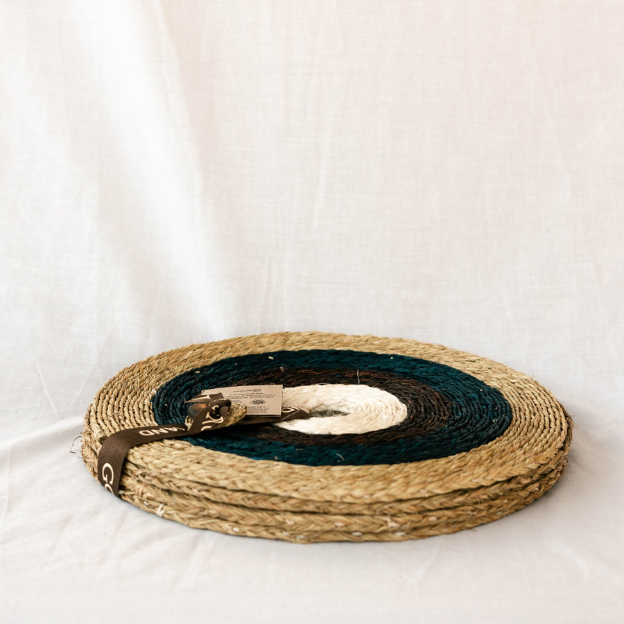 Fair Trade Handwoven Placemats - Set 4 - Teal Stripe