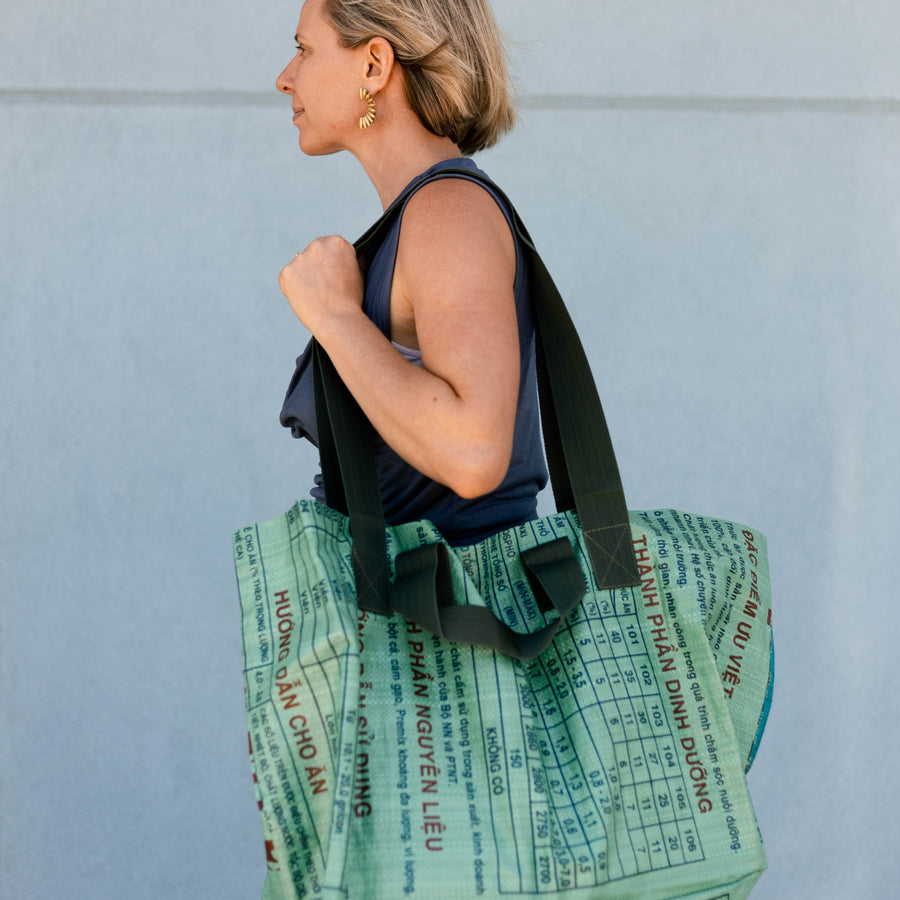 Extra Large Recycled Beach Bag - Green