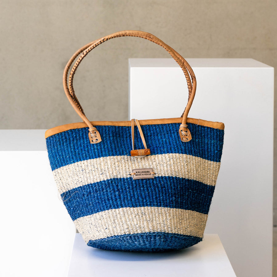 Hand-woven Sisal Basket Bag - Navy
